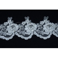 38487  Кружево на органзе цв.молочный
