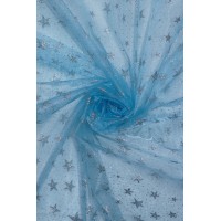 23986 Органза звёзды диз.8026 цв.02 голубой